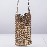 Sac messager en métal doré à paillettes fait à la main pour téléphone portable, sac de niche pour femmes